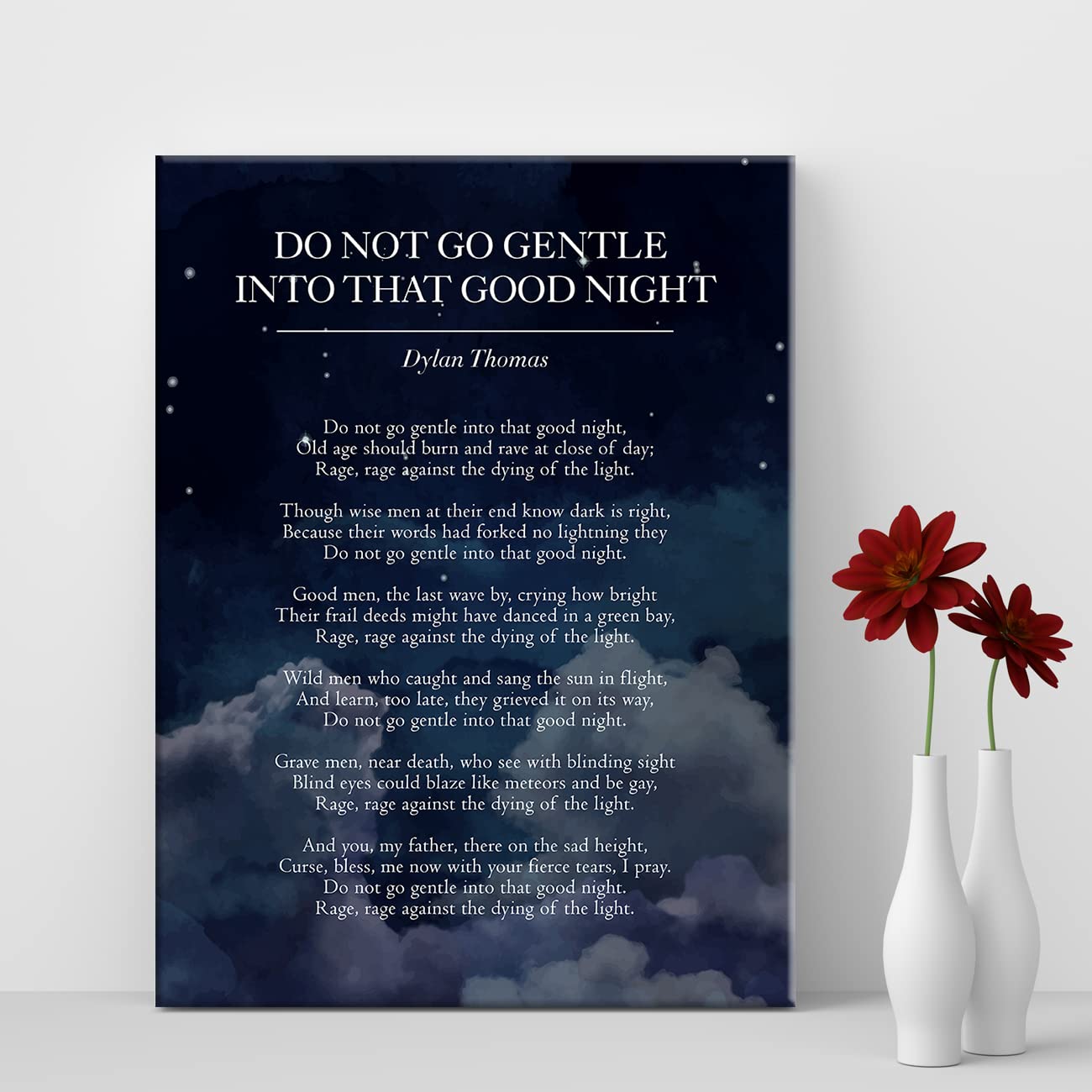 Do Not Go Gentle Into That Good Night Print Canvas Wall Art Home Decor Classic Literature Poem Painting 12X15 Canvas Poster Fram
